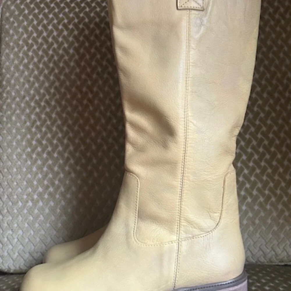 Urban Outfitters Tall Tan Lush Leather Slouch Pull On Boots - Picture 8 of 16